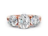 Rose gold Oval Cut Diamond Three-Stone Ring with Prong Setting and Classic Band_107