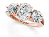 Rose gold Oval Cut Diamond Three-Stone Ring with Prong Setting and Classic Band_108