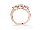 Rose gold Oval Cut Diamond Three-Stone Ring with Prong Setting and Classic Band_110