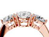 Rose gold Oval Cut Diamond Three-Stone Ring with Prong Setting and Classic Band_111