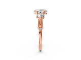 Rose gold Oval Cut Diamond Three-Stone Ring with Prong Setting and Pavé Band_5