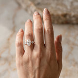Rose gold Oval Cut Diamond Three-Stone Ring with Round Side Stones and Pavé Band_102