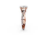 Rose gold Oval Cut Diamond Twist Band Solitaire with Prong Setting_43