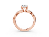 Rose gold Oval Cut Diamond Twist Band Solitaire with Prong Setting_44