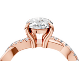 Rose gold Oval Cut Diamond Twist Band Solitaire with Prong Setting_45