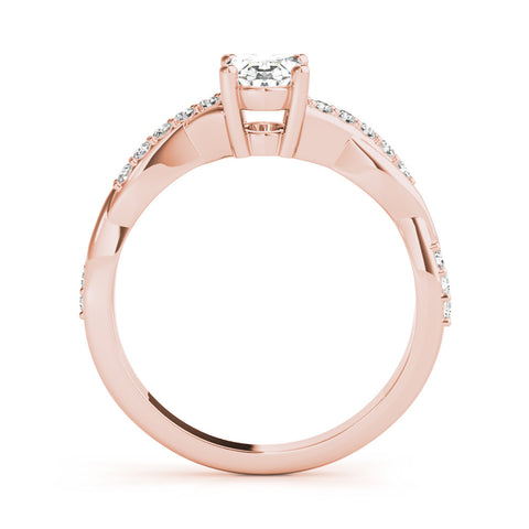 Rose gold Oval Cut Diamond Twisted Band Engagement Ring with Prong Setting 1
