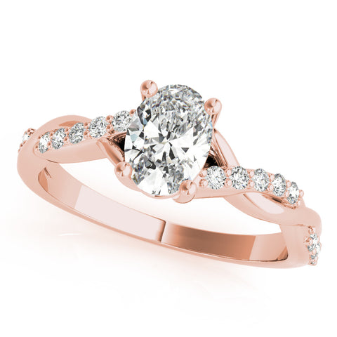 Rose gold Oval Cut Diamond Twisted Band Engagement Ring with Prong Setting 2