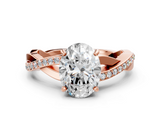 Rose gold Oval Cut Diamond Twisted Band Engagement Ring with Prong Setting_15
