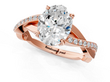 Rose gold Oval Cut Diamond Twisted Band Engagement Ring with Prong Setting_16