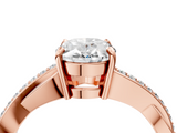 Rose gold Oval Cut Diamond Twisted Band Engagement Ring with Prong Setting_19
