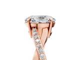 Rose gold Oval Cut Diamond Twisted Band Engagement Ring with Prong Setting_20