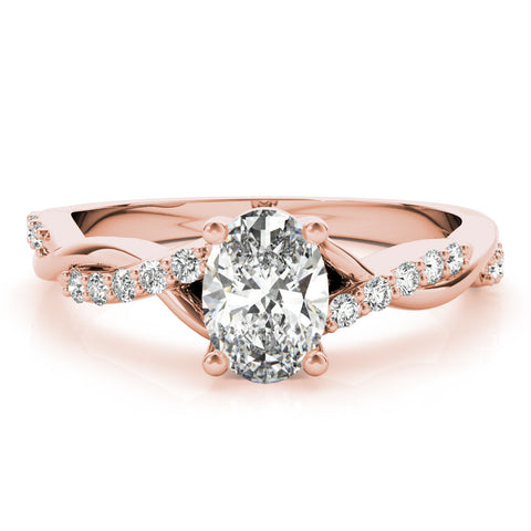 Rose gold Oval Cut Diamond Twisted Band Engagement Ring with Prong Setting