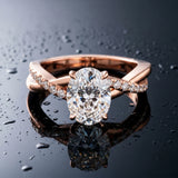 Rose gold Oval Cut Diamond Twisted Band with Pavé Setting and Four-Prong Setting_15