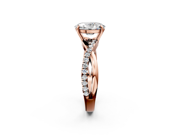 Rose gold Oval Cut Diamond Twisted Band with Pavé Setting and Four-Prong Setting