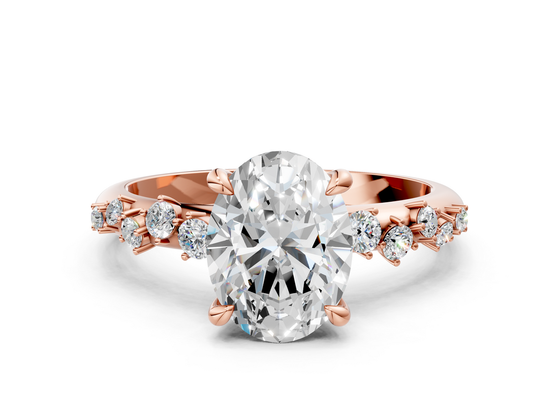 Rose gold Oval Cut Diamond Vine Band with Four-Prong Setting_62