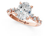 Rose gold Oval Cut Diamond Vine Band with Four-Prong Setting_63