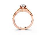Rose gold Oval Cut Diamond with Citrine side stone Halo Twist Band Solitaire Prong Setting Ring_39