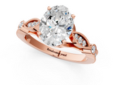 Rose gold Oval Cut Diamond with Milgrain Marquise and Bezel Accents on a Solitaire Band with Prong Setting_216