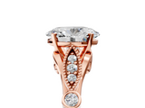 Rose gold Oval Cut Diamond with Milgrain Marquise and Bezel Accents on a Solitaire Band with Prong Setting_220