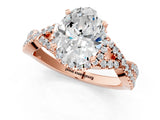 Rose gold Oval Cut Diamond with Moissanite side stone Halo Twist Band Solitaire Prong Setting Ring_37