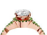 Rose gold Oval Cut Diamond with Peridot side stone Halo Twist Band Solitaire Prong Setting Ring_16