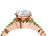 Rose gold Oval Cut Diamond with Peridot side stone Halo Twist Band Solitaire Prong Setting Ring_28