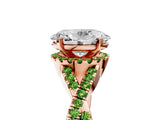 Rose gold Oval Cut Diamond with Peridot side stone Halo Twist Band Solitaire Prong Setting Ring_29