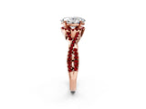 Rose gold Oval Cut Diamond with Ruby side stone Halo Twist Band Solitaire Prong Setting Ring_14