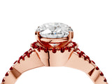 Rose gold Oval Cut Diamond with Ruby side stone Halo Twist Band Solitaire Prong Setting Ring_16