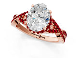 Rose gold Oval Cut Diamond with Ruby side stone Halo Twist Band Solitaire Prong Setting Ring_37
