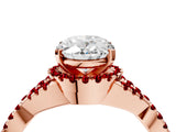 Rose gold Oval Cut Diamond with Ruby side stone Halo Twist Band Solitaire Prong Setting Ring_40
