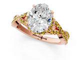Rose gold Oval Cut Diamond with Yellow Sapphire side stone Halo Twist Band Solitaire Prong Setting Ring_25