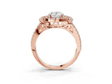 Rose gold Oval Cut Double Halo Diamond Engagement Ring with Pave Band and Four-Prong Setting_46