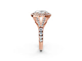 Rose gold Oval Cut Double Halo Split Shank Diamond Ring with Prong Setting_48
