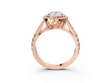 Rose gold Oval Cut Double Halo Split Shank Diamond Ring with Prong Setting_49