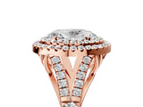 Rose gold Oval Cut Double Halo Split Shank Diamond Ring with Prong Setting_51