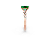 Rose gold Oval Cut Emerald Cluster Side Stone Solitaire Ring with Prong Setting_26