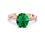 Rose gold Oval Cut Emerald Engagement Ring with Side Stone Accents and Four-Prong Setting_60
