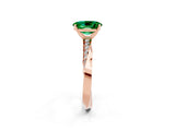 Rose gold Oval Cut Emerald Engagement Ring with Side Stone Accents and Four-Prong Setting_62