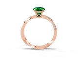 Rose gold Oval Cut Emerald Engagement Ring with Side Stone Accents and Four-Prong Setting_63