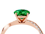 Rose gold Oval Cut Emerald Engagement Ring with Side Stone Accents and Four-Prong Setting_64