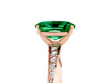 Rose gold Oval Cut Emerald Engagement Ring with Side Stone Accents and Four-Prong Setting_65
