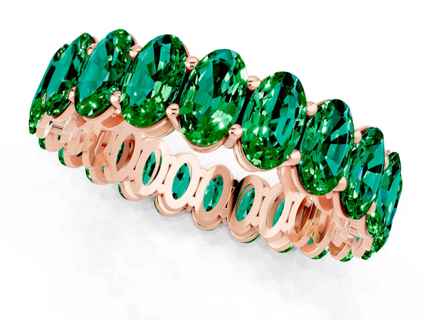 Rose gold Oval Cut Emerald Eternity Band with Shared Prong Setting