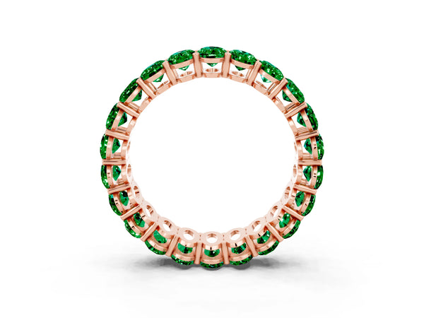 Rose gold Oval Cut Emerald Eternity Band with Shared Prong Setting