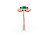 Rose gold Oval Cut Emerald Floral Double Halo Engagement Ring with Prong Setting_80