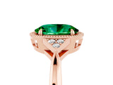 Rose gold Oval Cut Emerald Halo Ring with Tapered Band and Four-Prong Setting_5