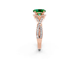 Rose gold Oval Cut Emerald  Halo Twist Band Solitaire Prong Setting Ring_26