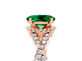 Rose gold Oval Cut Emerald  Halo Twist Band Solitaire Prong Setting Ring_29