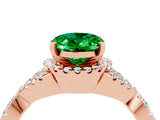 Rose gold Oval Cut Emerald  Halo Twist Band Solitaire Prong Setting Ring_46