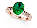 Rose gold Oval Cut Emerald Milgrain Pavé Engagement Ring with Four-Prong Setting_13